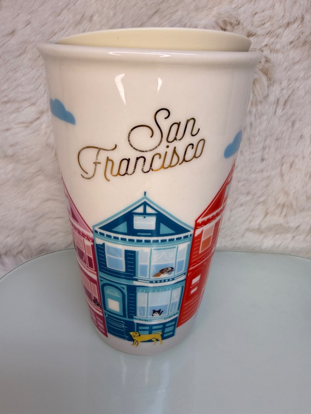 NWOB Starbucks SAN FRANCISCO Painted Ladies 12oz Ceramic Travel Tumbler with Lid